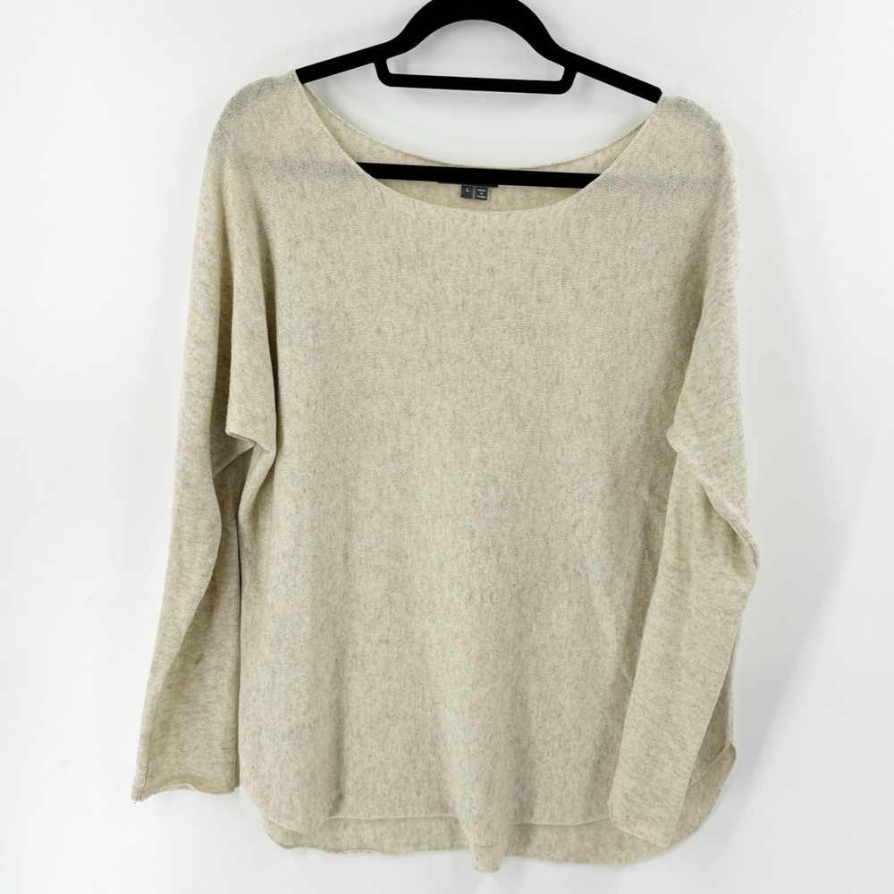 ✅ Vince Cashmere/WOOL BLEND SCOOP NECK Sweater IN Oatmeal SIZE LARGE